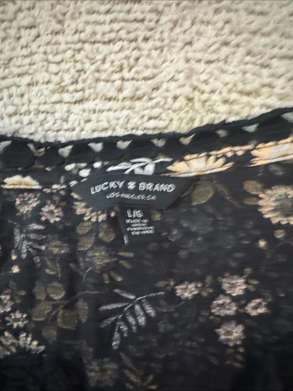 Lucky Brand Black Floral Lace-Trim Tank Top - Picture 2 of 3